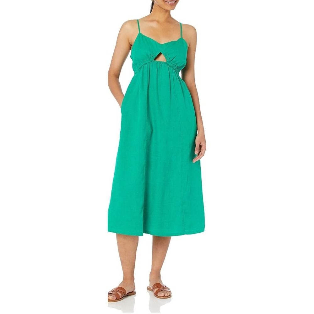 The Drop Maci Midi‎ Dress Cutout Smocked Back Spaghetti Strap Size XXL